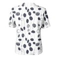 thumbnail image 6 of Abstract Geometric Print Henley Blouse for Women - Short Sleeve V-Neck Button Down Tunic, Casual Loose Fit Summer Top White XXL, 6 of 9