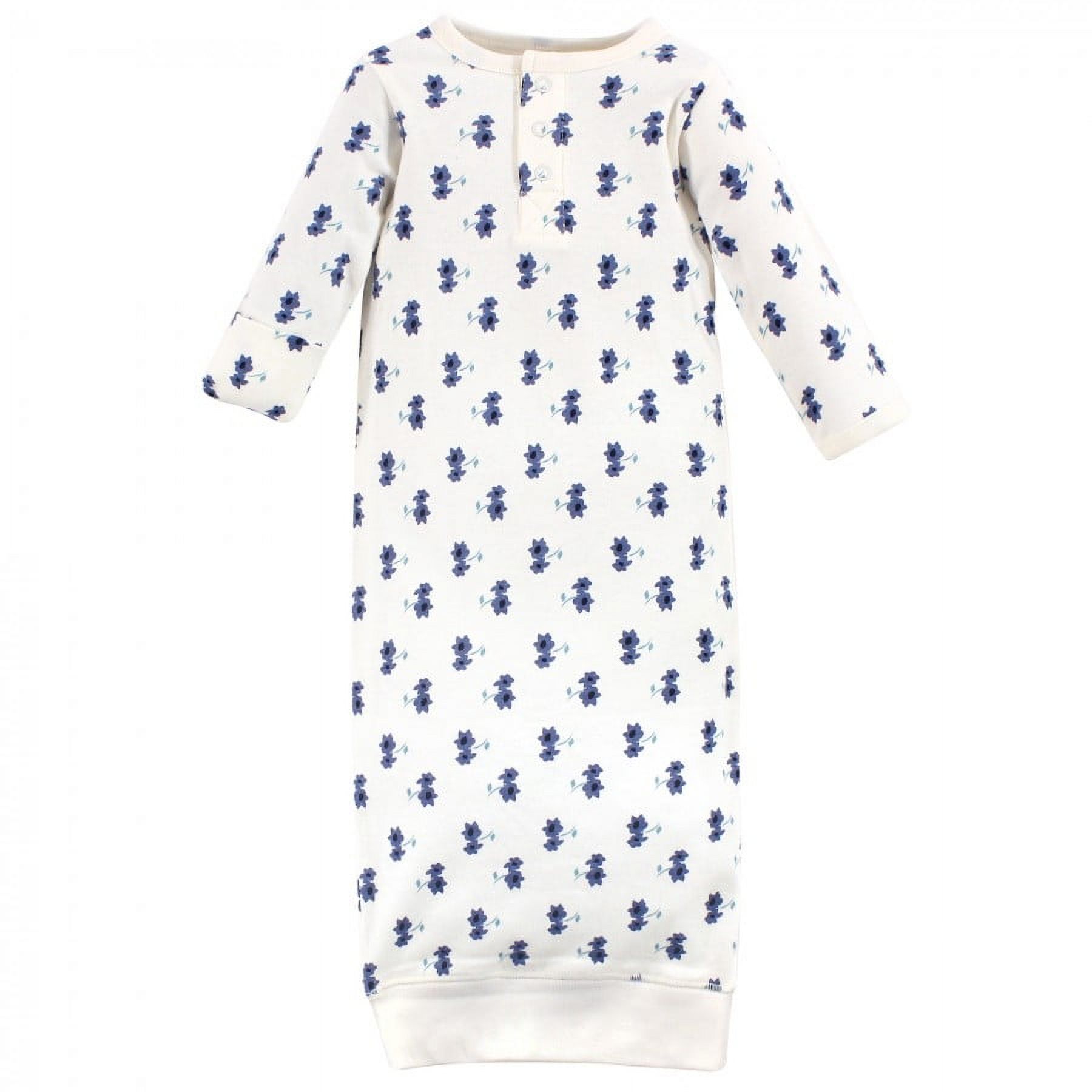 Touched by Nature Baby Girl Organic Cotton Henley Long-Sleeve Gowns 3pk, Garden Floral, Preemie
