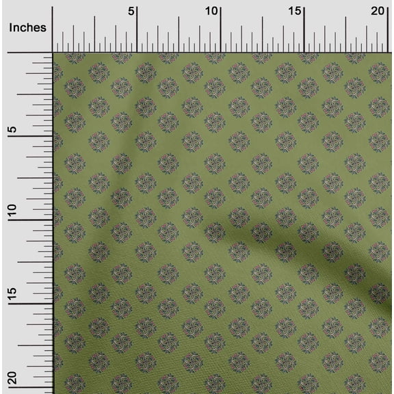 oneOone Organic Cotton Poplin Twill Fabric Floral Block Print Fabric By The Yard 42 Inch Wide