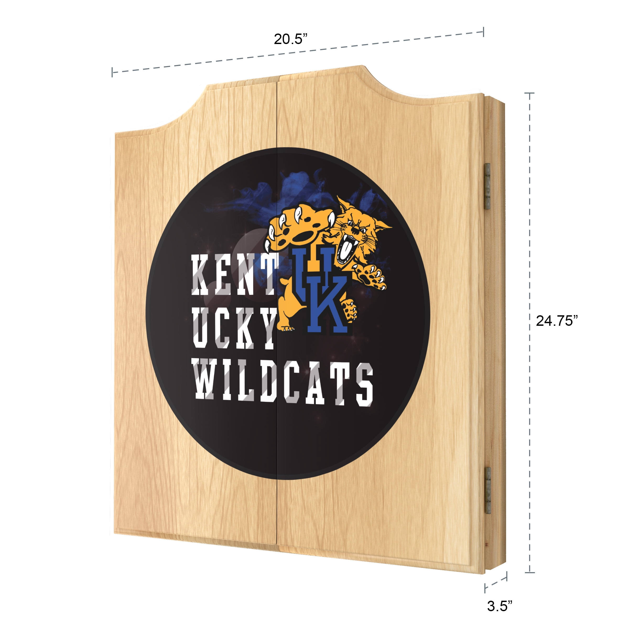 University of Kentucky Smoke Dart Board Cabinet Set with 6 Steel Tip Darts
