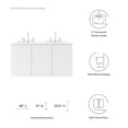 thumbnail image 3 of Double Sink Vanity Cabinet, Wall Mount, White, Ceramic, Melamine, Modern Contemporary, Hotel Bedroom Bathroom Master Suite Guest, 3 of 9