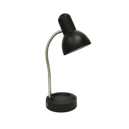 Mainstays LED Gooseneck Desk Lamp with Catch-All Base & AC Outlet, Black