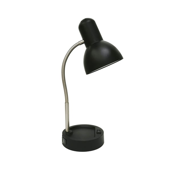 Mainstays LED Gooseneck Desk Lamp with CatchAll Base & AC Outlet