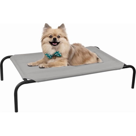 PHYEX Elevated Dog Bed Small,Raised Cooling Outdoor Dog Bed, 33" L x 19" W x 7.5" H, Gray