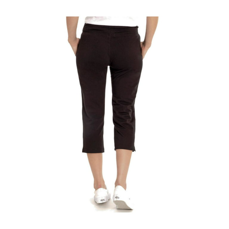 Eddie Bauer Women's Stretch Soft Cotton Blend Elastic Waistband Capri Pants  (Black, XL)