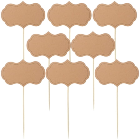 Niceauty 24Pcs Toothpick Flags for Food Items Light Brown Wood Price Tagging Party Organizers