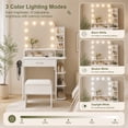thumbnail image 3 of ICEELF White Makeup Vanity with Chair, Small Vanity Desk with Mirror & 3 Color Lights, Girls Vanity Set with Power Outlet for Small Space, 3 of 9