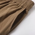 thumbnail image 7 of PIMSSY Men Pants Linen Pants Summer Pants Loose Pants Drawstring Elastic Waist Wide Leg Plain Grain Comfortable Full Length Outdoor Yoga Fitness Fashion Pants Male Holiday Solid Color Slacks, 7 of 7