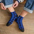 thumbnail image 3 of Fuzoiu Buffalo Plaid Blue Black Print Adult Socks, Crew Moisture-wicking Socks, Unisex Cushion Crew Socks,Casual Sports Ankle Socks, 3 of 7
