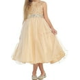 thumbnail image 3 of Flower Girl Dress Wedding Pageant Rhinestone Sequins Glitter for Big Girl Champagne 8 MBK 340, 3 of 5