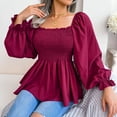 thumbnail image 3 of LEZMORE Womens Blouses Long Sleeve Shirts Square Neck Tops for Women Claret XL, 3 of 9