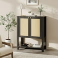 thumbnail image 2 of EDTara Freestanding 40-Inch Rattan Shoe Cabinet, Farmhouse Wooden Unit With Adjustable Shelves and Open Display Shelf, 2 of 7