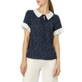 thumbnail image 6 of Unique Bargains Women's Polka Dots Contrast Doll Collar Short Sleeves Top, 6 of 8