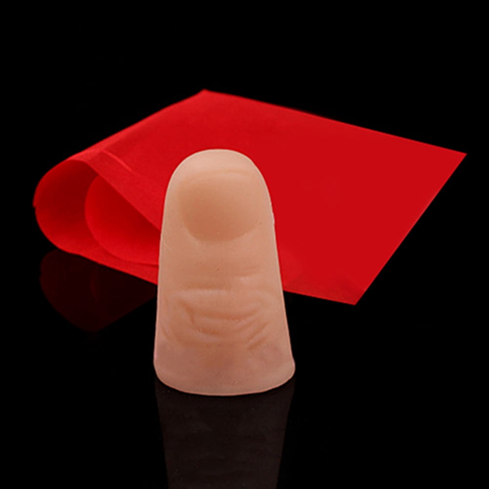 HK Practical Magic Props Close Up Vanish Plastic Finger Thumb Tip Red Silk Un 