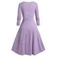 thumbnail image 3 of Rosegal Women Casual Plus Size Plaid Overlay Midi Flare Dress Purple 2X, 3 of 5