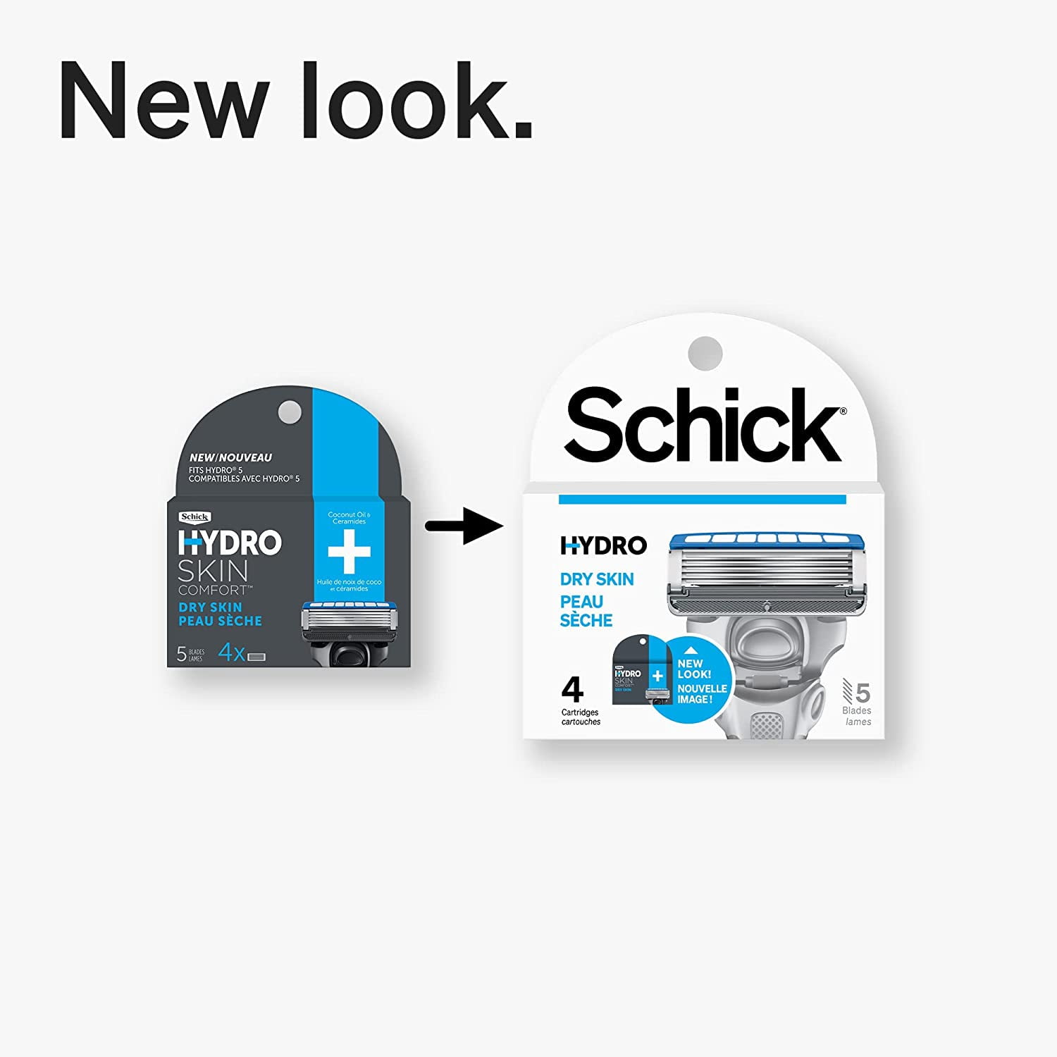 Schick Hydro 5-Blade Skin Comfort Dry Skin Refill Cartridges, 4 Ct Each