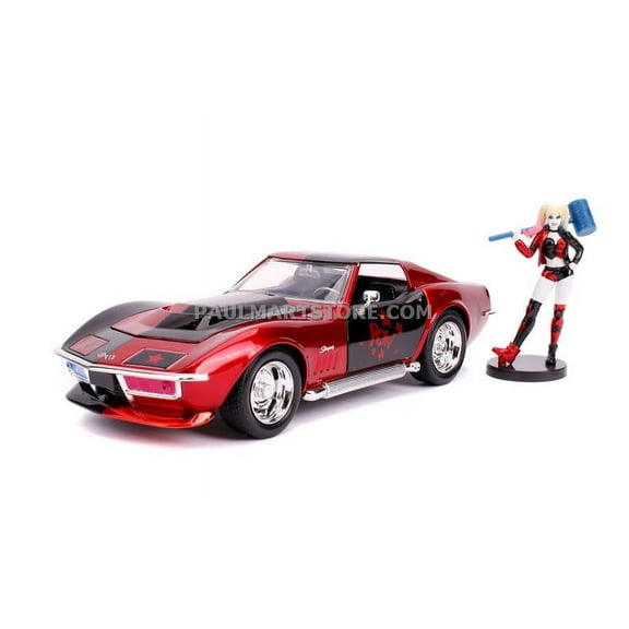 DC Comics 1:24 1969 Corvette Stingray with Harley Quinn Car Play Vehicle