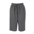 thumbnail image 6 of MLQIDK Pedal Pushers for Women Lounge Pant Dressy Casual Knee Length Elastic Waist Lounge Pant Trendy Summer Linen Capri Pants with Pockets Gray L, 6 of 7