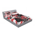 thumbnail image 3 of Ambesonne Japanese Fitted Sheet & Pillow Sham Set, Ai o Samurai Fight, Twin, Orange Black White, 3 of 3