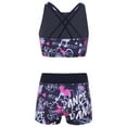 thumbnail image 2 of CHICTRY Little Girls 2-pc Swimsuit Floral Patterns Crop Top with Bottoms Swimwear Black Rose Red 12, 2 of 7