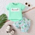 thumbnail image 2 of Toddler Baby Boy Summer Clothes Palm Tree Print Short Sleeve T-Shirt Tops Shorts Set Hawaiian Beach Outfit, 2 of 6