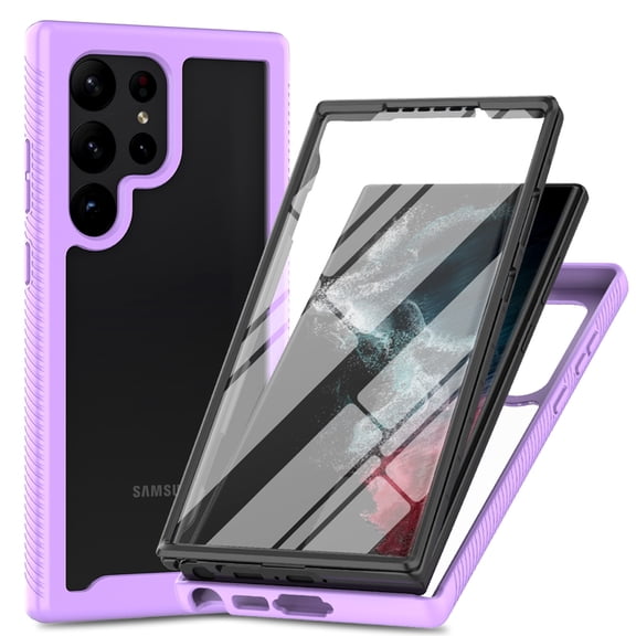 New Phone Case for Samsung Galaxy S26 Ultra, Soft TPU Edge Slim Full Body Clear Shockproof Case Built-in Screen Protector, Purple