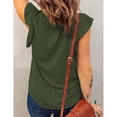 thumbnail image 3 of Blusa de verano para mujer, cuello en V, manga casquillo, informal, fluido, Color puro, camisetas elegantes para mujer OD verde S, 3 of 4