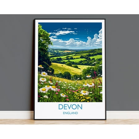 Devon Print Wall Art, Travel Poster of Devon, England, Devon Art Gift, Devon Countryside Art, England Wall Art Print, 12x18 UNFRAMED