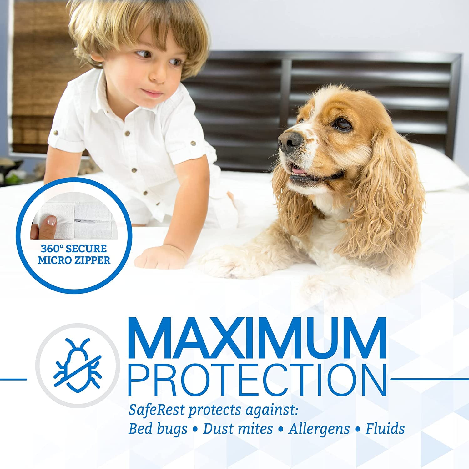SafeRest Queen Size Premium Hypoallergenic Mattress Protector - CritterGear