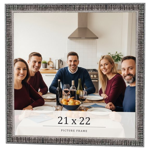 21x22 Frame Silver Grey Distressed Solid Wood Picture Frame | 0.75 Inch Moulding Width | Interior