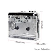 Portable Cassette To MP3 Converter USB, Transparent Shell Tape Player Recorder With Headphone Jack & Speaker For Audio Capture Digitizing