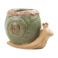 thumbnail image 2 of Cute Green Ceramic Snail Succulents Planter Pot with Drainage Hole, 3.6x2.6 in Miniature Cartoon Animal Desktop Decor Flowerpot Vase A, 2 of 6