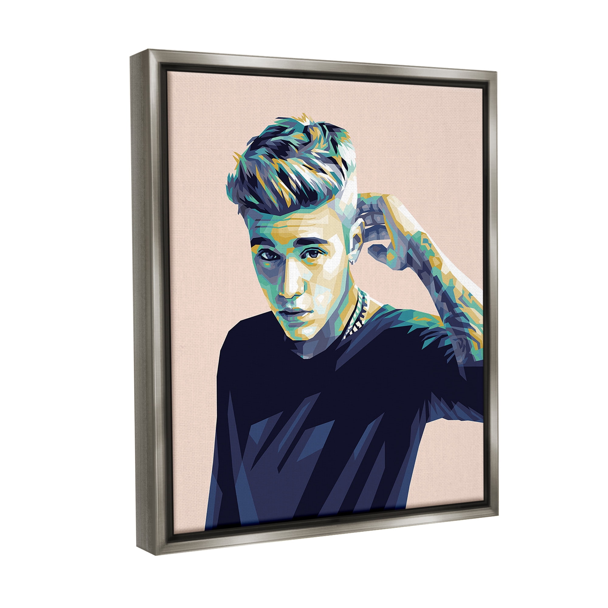 Stupell Industries Justin with Subtle Hues Abstract Painting Gray Floater Framed Canvas Art Print Wall Art, 25 x 31