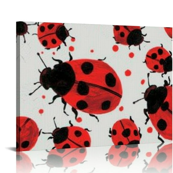FCXZI Ladybug Wall Art Decor for Bedroom and Kitchen | Ready To Hang Home Room Art Decor | Perfect Gift Idea 16x12in