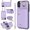 Purple, variant on ShellTech for iPhone X/XS Case with Card Holder and Strap - Zipper Pocket,Crossbody Lanyard Strap,Credit Card Holder,Stand Ring,Cute Phone Wallet Case for Women,Brown