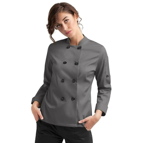 On The Line Women's Classic Long Sleeve Chef Coat - Chef Coat Women, Grey Chef Coat, Women's Chef Jackets, Womens Chef Coat, Gray Chef Coat, Chef Uniform for Women