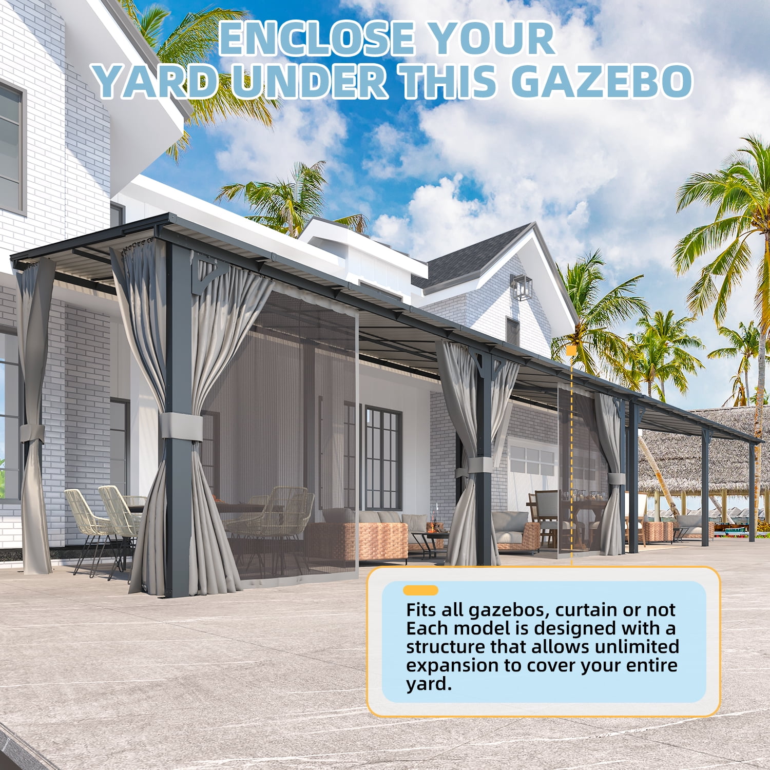 AECOJOY, Outdoor Hardtop Gazebo, 20'x10', Mosquito Net - Walmart.com