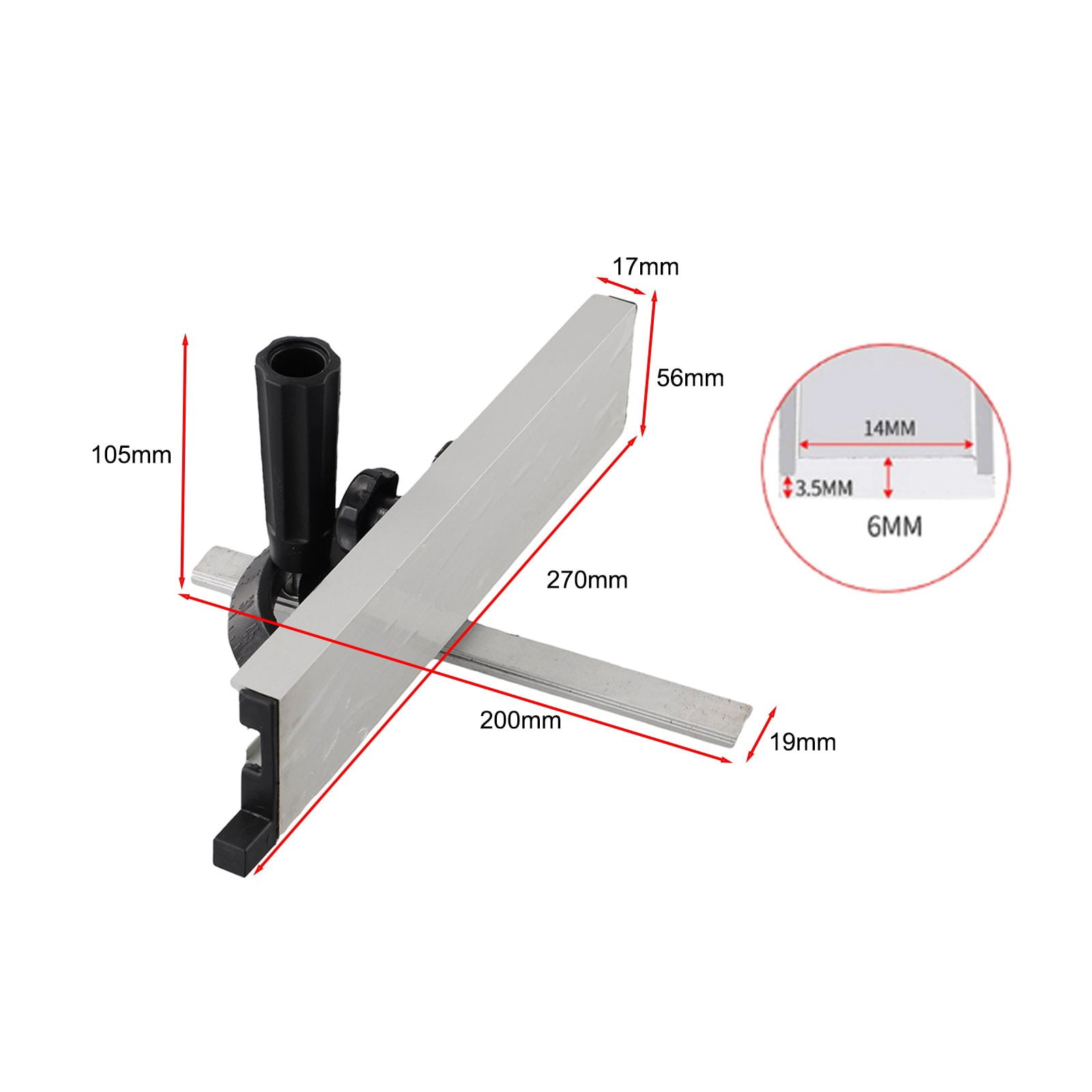 qiya Angle Plate Ruler Miter Gauge Adjustable Alluminium Alloy For Table Saw Push Block Fence System Wood Cutting Woodworking Tools