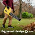 thumbnail image 5 of Mescukay 700CFM 250MPH Leaf Blower Cordless Brushless, 20V Electric Leaf Blower with 2 Speed Mode, 4.0Ah Battery Powered, Charger Leaf Blowers for Lawn Care, Blowing Leaves, Patio, Dust, Yellow, 5 of 9