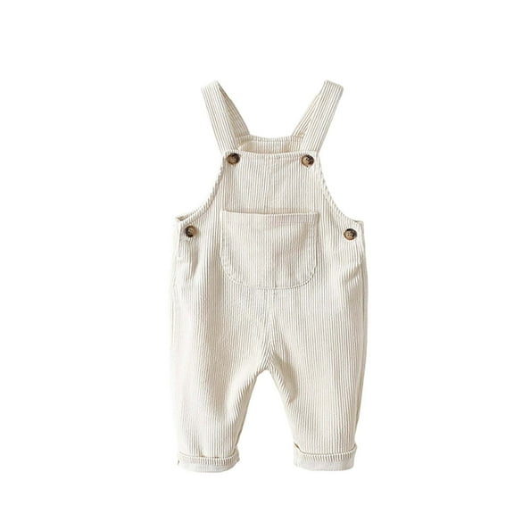 Krdevn Girls Corduroy Romper Jumpsuit for Toddlers and Soft Casual Overalls Playwear Outfit with Adjustable Straps and Pockets,12-18 Months