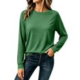 thumbnail image 6 of Ruimatai Womens Casual Tops Crew Neck Raglan Long Sleeve Loose Basic Pullover Blouses, 6 of 9