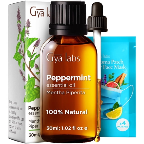 Gya Labs Peppermint Oil for Diffuser & Aromatherapy - Peppermint Essential Oils for Skin, Hair, DIY, Self-Care, Candle Making - Cooling, Minty Scent (1.02 Fl Oz)