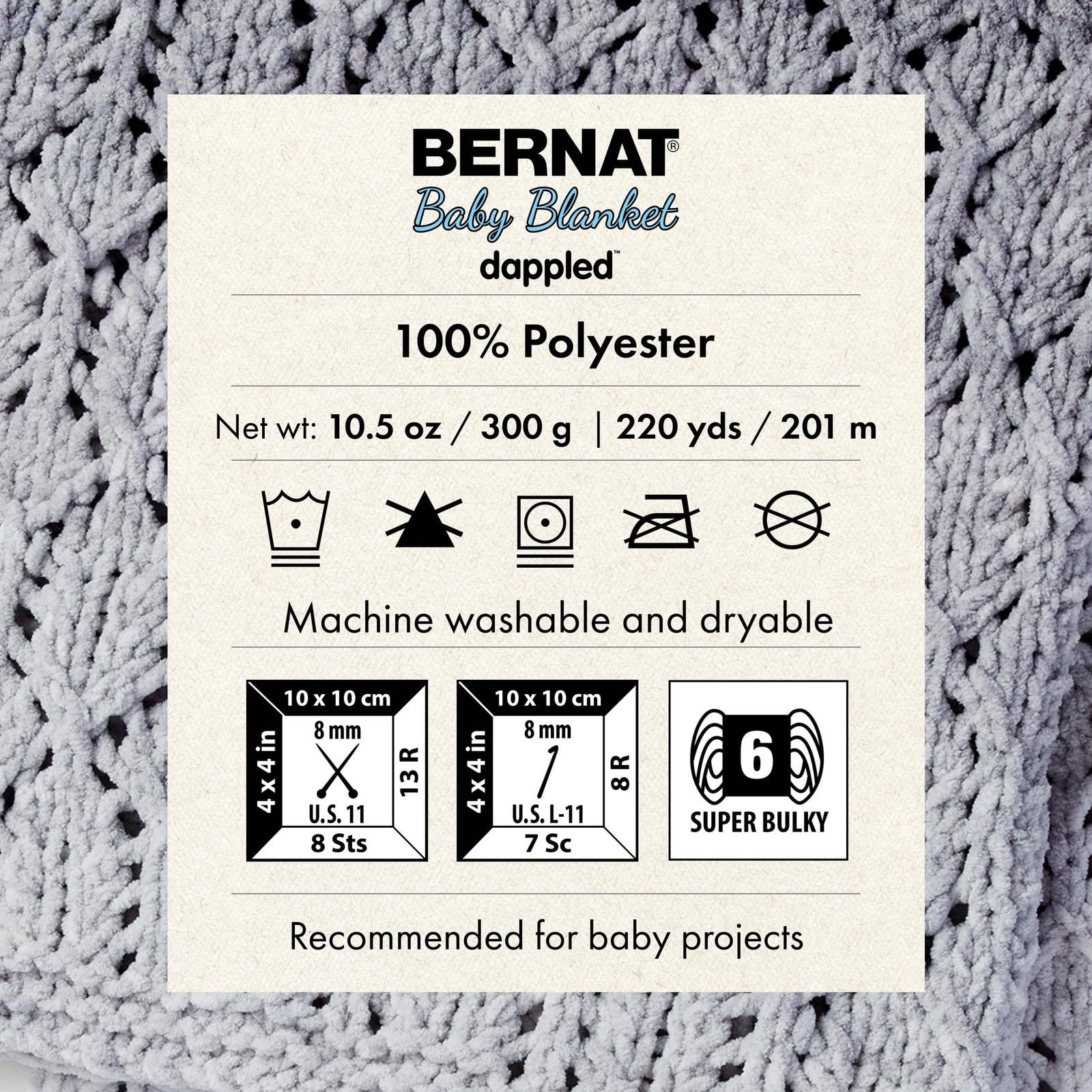 Bernat® Baby Blanket Dappled™ Yarn, Polyester #6 Super Bulky, 10.5oz/300g, 220 Yards