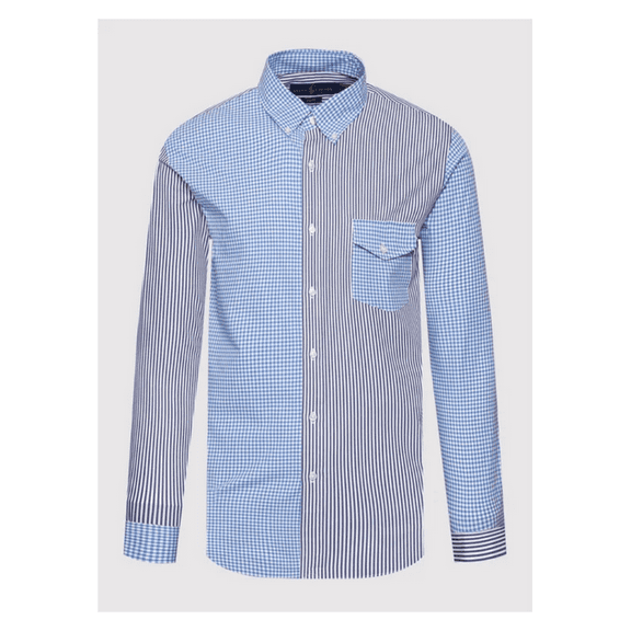 Polo Ralph Lauren, Classic Fit Stretch Long-Sleeve shirt,Multi Blue, M.