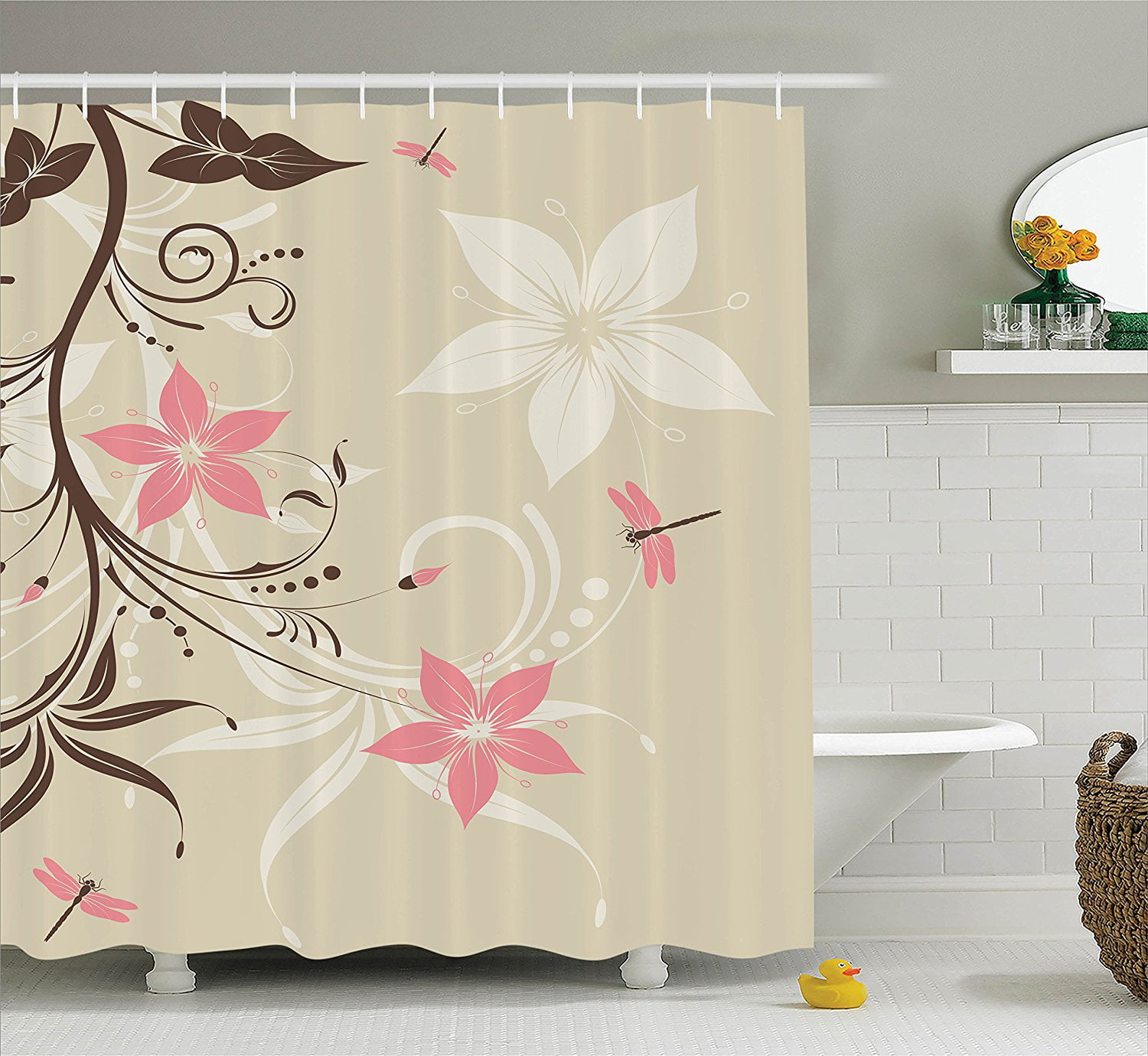 Details about   Boho Flower Shower Curtain Floral Plants Green Leaves Bathroom Accessory Sets 