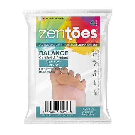 ZenToes Hammer Toe Straightener and Corrector 4 Pack Soft Gel Crests (Best Orthotics For Hammer Toes)