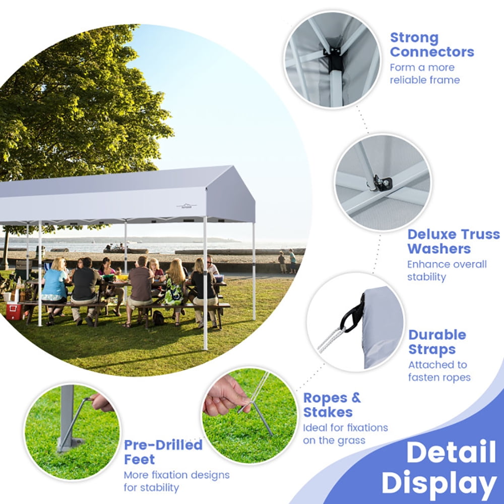 Aimee Lii 10 x 20 Feet Pop up Canopy Tent with Removable Sidewalls for Party, Retractable Outdoor Patio Awnings, White