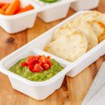 thumbnail image 3 of Pulp Tek 17 oz Rectangle White Sugarcane / Bagasse Catering Container - 2-Compartment - 9 1/4" x 3 3/4" x 1 3/4" - 100 count box, 3 of 3
