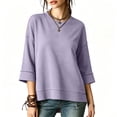 thumbnail image 7 of ZGRBOU Womens Oversized 3/4 Sleeve T-Shirts Waffle Crew Neck Boxy Tops Summer Casual Loose Fit Basic Tunic Shirts, 7 of 7