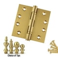 thumbnail image 2 of EMBASSY Door Hinge 4.5 x 4.5 Solid Brass Satin Brass with Urn Tips, 2 of 7